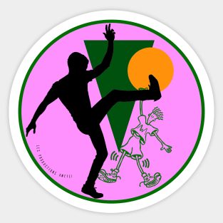 80s 90s Fido Dido Round Geometric Graphic Design | Pink & Green Colors Cartoon on the Famous Liquor Sticker